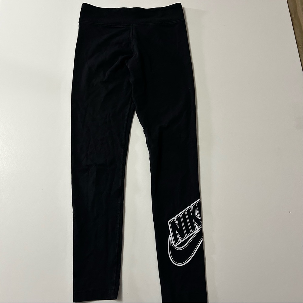 Nike Kids Black Leggings with Logo youth medium long black leggings athletics